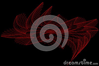 Images of abstract elements, in red, on a black background, which create the image of a shining star Vector Illustration